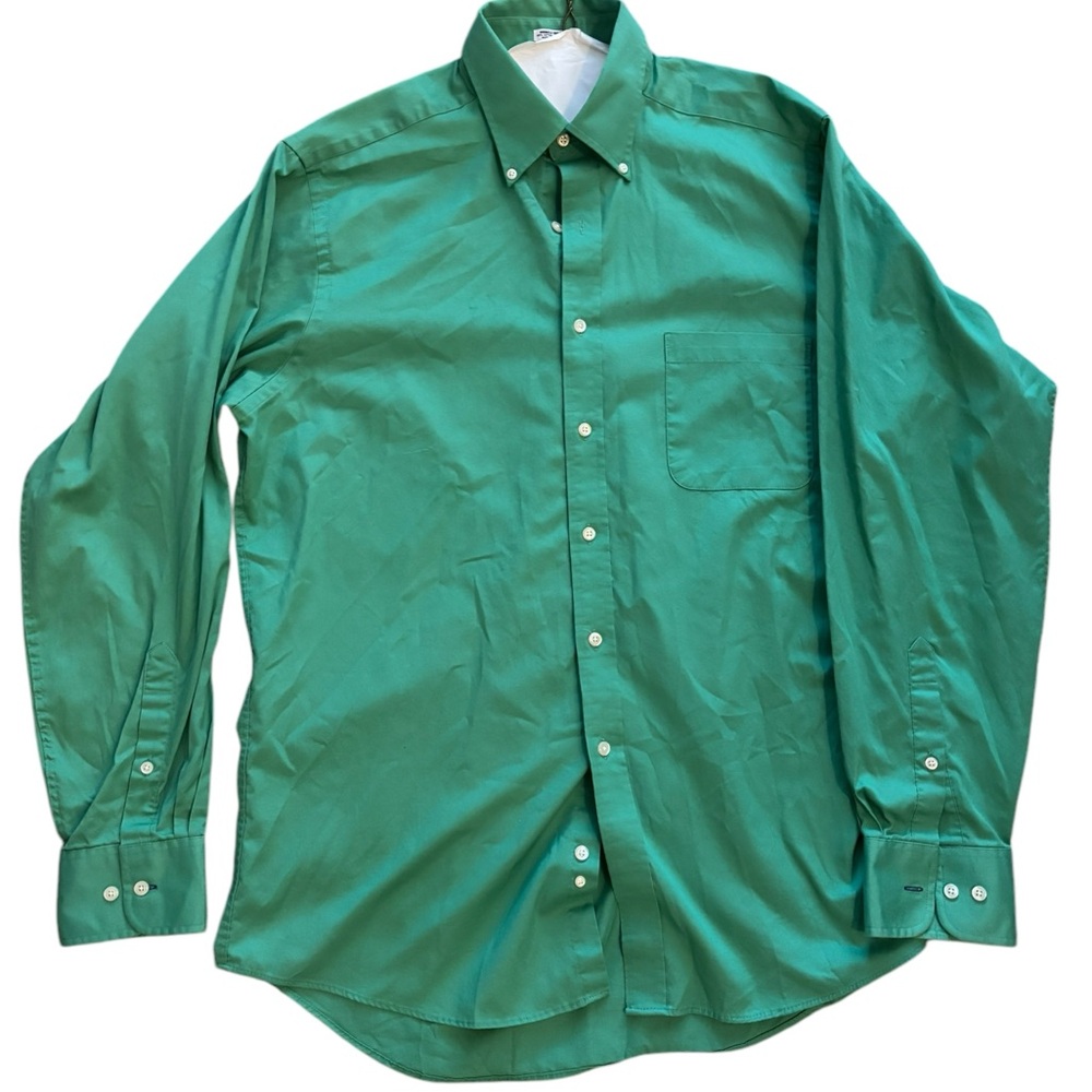 Men’s IZOD Green Long Sleeve Regular Fit Button Down Casual Shirt-16. 34/35 - Picture 2 of 6